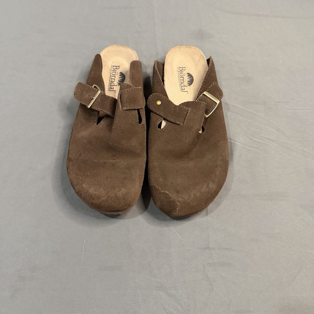 Bjorndal Brown Suede Slip On‎ Shoes Clogs Slides Berkley—SEE DESCRIPTION